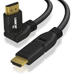 LINKUP - 8K Ultra High Speed HDMI 2.1 Cable 360° Swivel Angle Connector | DSC HDR UHD Digital Video Cable - Robust 28AWG 48GB/s | 10K 4K 1080 | Compatible with Apple Xbox PS5 Samsung -0.9m