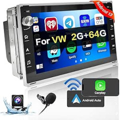 2G 64G Android 13 Car Radio 2Din Wireless Apple Carplay priekš VW Golf 4 T5 Passat B5 Bora Polo MK5 MK4 Transporte Multivan 7 collu auto radio ar navigāciju Bluetooth RDS Android Car WiFi FM SWC