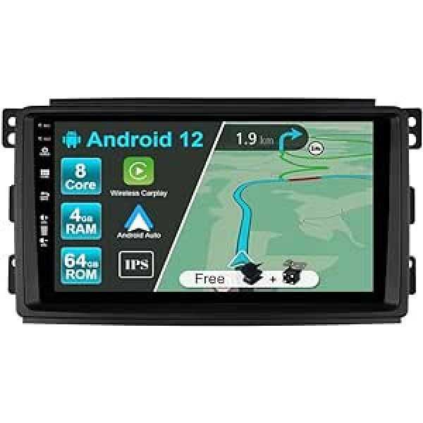 JOYX Android 12 IPS automašīnas radio piemērots Benz Smart Fortwo 451 (2005-2010) - 4G + 64G - iebūvēts DSP / Carplay / Android Car - kamera + mikrofons - 9 collu 2 DIN - stūres vadība WiFi DAB 360