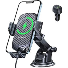 andobil Mobile Phone Holder Car with Charging Function Wireless Charger Qi Charging Station Mobile Phone Holder Induction Fast Wireless Charger for iPhone 15 14 13 12 Pro Max Samsung Galaxy S24 Ultra