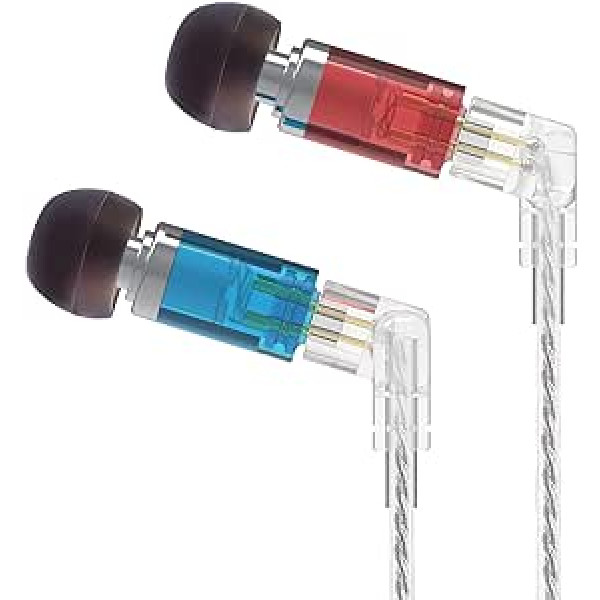 Yinyoo Kbear Neon HiFi in-ear austiņas ar Knowles 29689 BA draiveri, stereo skaņa, mazas vadu austiņas, austiņas bez mikrofona mazām ausīm sievietēm vīriešiem klēpjdators dators (sarkans zils)