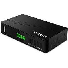Atlantis SMARTIX DH17 antžeminis skaitmeninis dekoderis DVB T2 HEVC H.265 mpeg2/mpeg4 H264 medijos leistuvas USB prievadas HDMI ir SCART nuotolinio valdymo pultas, pagrindinis 10, juodas