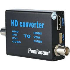 POMIACAM BNC to HDMI Video Signal Converter, 4 in 1 Composite CVBS AHD TVI CVI to HDMI Video Converter Adapter BNC Cable to HDMI VGA BNC (CVBS) for Camera/DVR/CCTV Security System