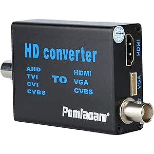 POMIACAM BNC uz HDMI video signāla pārveidotājs, 4 vienā kompozīta CVBS AHD TVI CVI uz HDMI video pārveidotāja adapteris BNC kabelis HDMI VGA BNC (CVBS) kamerai/DVR/CCTV drošības sistēmai