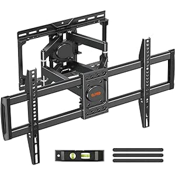 ELIVED EV3023 televizora sienas stiprinājums lielākajai daļai 37-82 collu televizoru līdz 45 kg, maksimālais VESA 600 x 400 mm, šarnīrsavienojums ar augstas kvalitātes lodīšu gultni vienmērīgām televizora kustībām