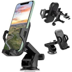 LONGING Car Phone Holder, Dashboard Windshield Phone Holder, 3 in 1 Mount for Samsung Galaxy A20e A21s A51/iPhone XS Max XR SE with Long Arm and Suction Cup