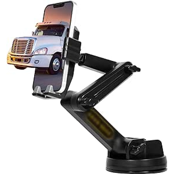 VecKoptuo Truck Phone Mount.Heavy Duty Phone Holder for Pickup and Truck, Dashboard, Windshield, 16.9 Inch Long Arm with Super Suction Cup, Compatible with All Phones