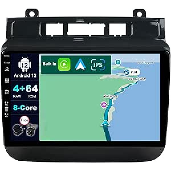 JOYX Android 12 IPS automašīnas radio, kas piemērots VW Touareg FL NF (2011-2017) - [4G+64G] - Iebūvēts DSP/Carplay/Android Car - LED kamera + MIC - 9 collu 2 Din - Stūres vadība WiFi DAB 360 -Cam Fast-Boot AHD