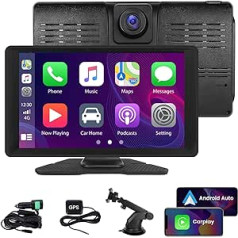 8 Core + 4G + 64G Hikity Portable Android 13 Car Radio CarPlay ar Dash Cam priekšpusi, bezvadu CarPlay bezvadu Android automašīna, 9 collu IPS skārienekrāna automašīnas atskaņošanas displejs ar navigācijas FM BT AUX SWC