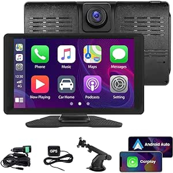 8 Core + 4G + 64G Hikity Portable Android 13 Car Radio CarPlay ar Dash Cam priekšpusi, bezvadu CarPlay bezvadu Android automašīna, 9 collu IPS skārienekrāna automašīnas atskaņošanas displejs ar navigācijas FM BT AUX SWC