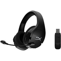 HyperX Cloud Stinger Core bezvadu spēļu austiņas personālajam datoram, 7.1 telpiskā skaņa, trokšņu slāpēšanas mikrofons, viegls, HHSS1C-BA-BK/G, melns, viens izmērs