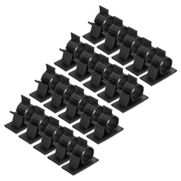 QUARKZMAN 100 Stück Kabelclips, 17-20mm Durchmesser Selbstklebende Nylon Kabelhalter, Verstellbare Kabelmanagement-Organizer-Klemme für PC Schreibtisch Büro, Schwarz