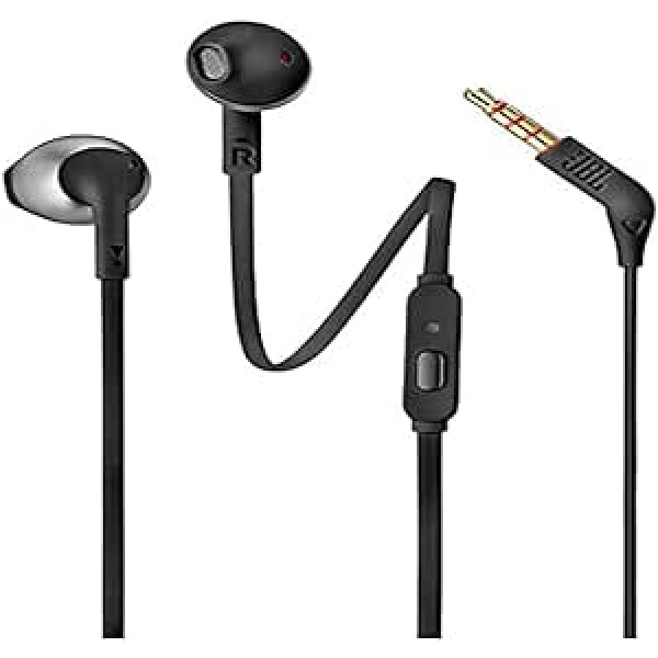 JBL T205 In-Ear Binaural Wired Black — AUSTIŅAS (vadu, In-Ear, Binaurāls, intraaurāls, 20–20000 Hz, melns)