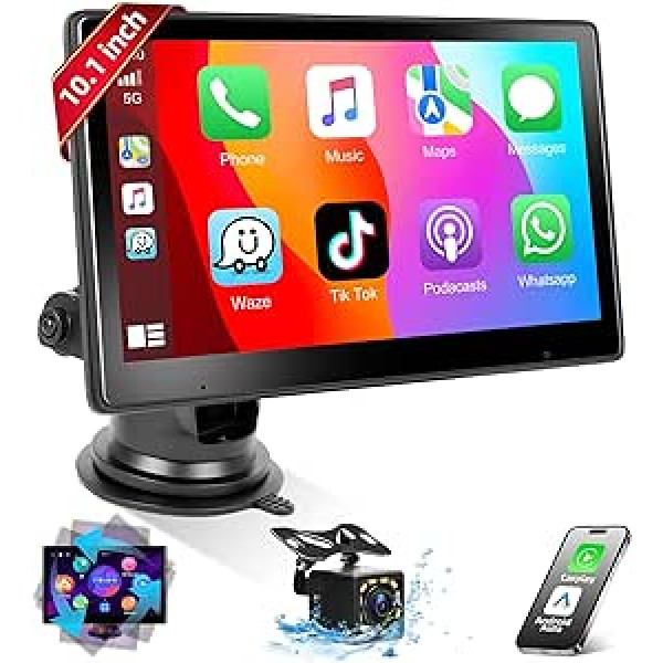 Podofo Wireless Apple Carplay un Android Auto Autoradio Tragbares 10,1