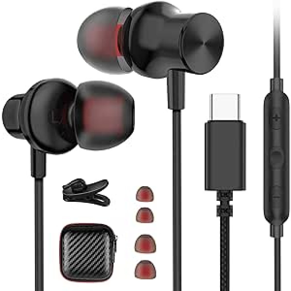 USB C Austiņas In-Ear Austiņas priekš iPhone 15 Pro Max Samsung Galaxy S24 S23 FE S22 S21 Ultra A34 A54 Bass Magnetic Type C Austiņas Austiņas priekš Xiaomi 13T Pad 6 5 OnePlus 11 North 2T Pixel 8 7 Pro