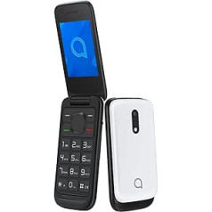 Alcatel 2057 2,4 collu divu SIM kartes tālrunis QVGA (2G, 4 MB RAM, 1,3 MP VGA kamera) Bluetooth (balts)