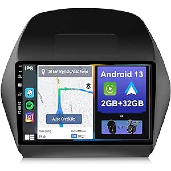 YUNTX Android 12 automašīnas radio, kas paredzēts Hyundai Tucson IX35 (2010-2015)-[Integrēta CarPlay/Android Car/GPS]-10,1 collas IPS 2.5D skārienekrāns, bezmaksas kamera DAB/Stūres vadība/MirrorLink/Bluetooth