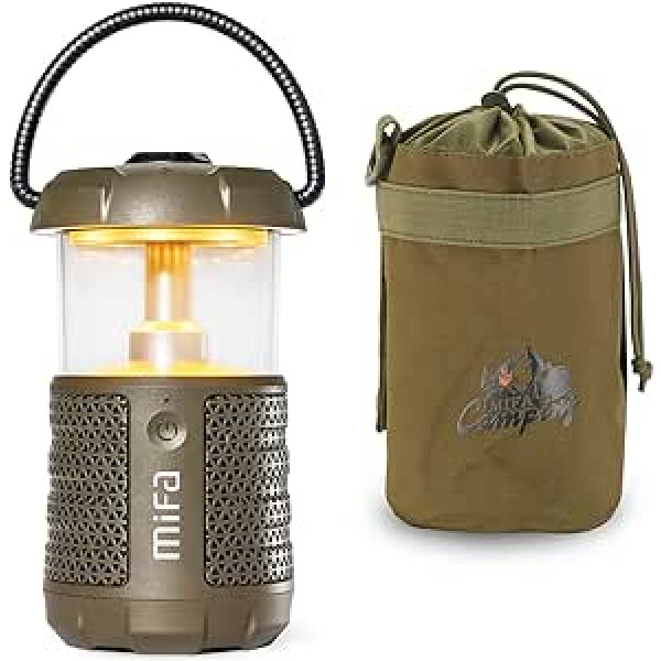 MIFA WildCamping Bluetooth skaļrunis ar kempinga lampu, Bluetooth 5.3, 20 vatu HiFi skaņa, IP67 ūdensnecaurlaidīgs, putekļu necaurlaidīgs, atbalsta barošanas banku, Micro SD karti, TWS