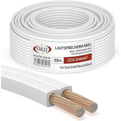 OKSI Speaker Cable - 2 x 4 mm² - 50 m, White, CCA (Copper + Aluminium) for HiFi, Connection of Audio Stereo to Amplifier, Surround Sound System, TV Home Cinema and Car Radio, 50 m 2 x 4 mm²