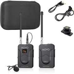 Movo WMX-7 VHF mikrofona sistēma Lavalier inalámbrico de 12 Canales Con 1 Receptors, 1 Raidītājs un 1 Micrófono de Solapa Savietojams ar DSLR, viedtālruņiem iPhone/Android un planšetdatoriem