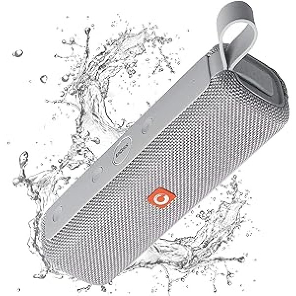 DOSS E-Go Bluetooth Lautsprecher Soundbox ar Dual-Treiber besserem Bass IPX6 Wasserdicht Tragbar Drahtlos 8 St Spielzeit, Musikbox Bluetoothbox für Draußen [Grau ]