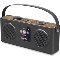 Inscabin M4 portatīvais DAB/DAB+ radio digitālais FM portatīvais radio / Bluetooth / stereo skaņa / divi skaļruņi / divi modinātājpulksteņi / akumulators (melns)