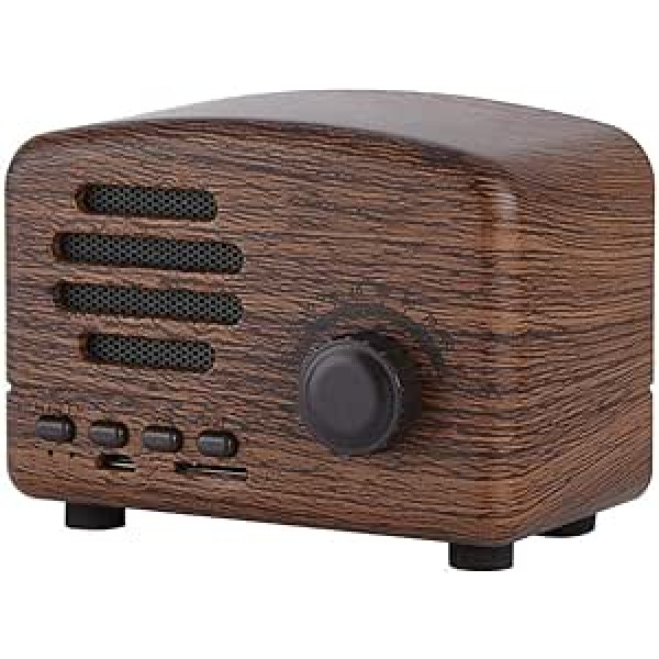 Hakeeta Retro koka bezvadu Bluetooth skaļrunis, šis pārnēsājamais skaļrunis ar FM atbalsta FM radio/USB/TF karti/basa stereo mūziku (graudains)