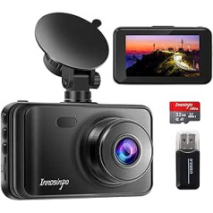 Dashcam 1080P FHD automašīnas kamera ar 32 GB Micro SD karti 3,0 collu LCD paneļu kamera ar Super Night Vision, 170° platleņķis, G-sensors, cilpas ierakstīšana, kustības noteikšana, parkošanās uzraudzība, WDR