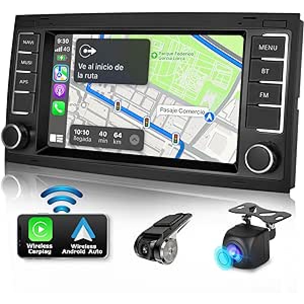 2 + 32 GB: 7 collu Android automašīnas radio ar satelīta navigācijas kameru, bezvadu CarPlay Android automašīna, kas paredzēta VW Touareg 2004 2005 2006 2007 2008 2009 2010 2011 Transporter Ts Multivan 2004 2005 8 60 20 200