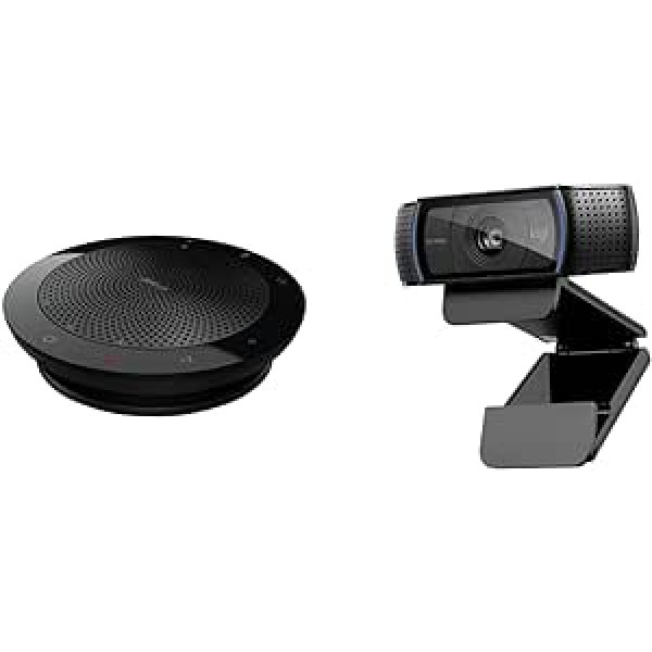 Jabra Speak 510 skaļrunis — pārnēsājams Bluetooth skaļrunis un Logitech C920 HD PRO tīmekļa kamera, Full HD 1080p, 78° skata lauks, automātiskais fokuss, skaidra stereo skaņa, ekspozīcijas kompensācija — melns