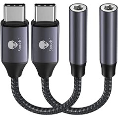 Stouchi USB C prie lizdo, 2 C tipo USB iki 3,5 mm ausinių adapterio Aux Audio Dongle pakuotė, Hi Res DAC lustas, suderinamas su Samsung Galaxy S22 S21 S20 Note 20, Pixel 6, Pad Mini 6, Huawei P50/P40.