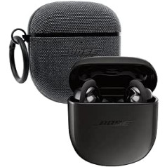 Bose QuietComfort Earbuds II komplekts ar tekstila futrālīti somiņai, bezvadu savienojums, Bluetooth, pasaulē labākās troksni slāpējošās ausīs ievietojamās austiņas ar personalizētu trokšņu slāpēšanu, melnas