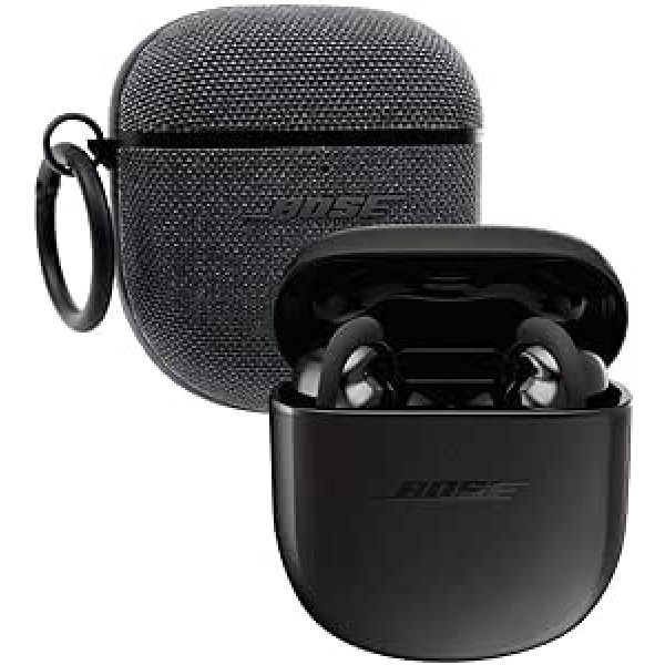 Bose QuietComfort Earbuds II komplekts ar tekstila futrālīti somiņai, bezvadu savienojums, Bluetooth, pasaulē labākās troksni slāpējošās ausīs ievietojamās austiņas ar personalizētu trokšņu slāpēšanu, melnas