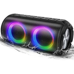 Oraolo Luster bezvadu Bluetooth skaļrunis, Bluetooth skaļrunis ar gaismām, pārnēsājams skaļrunis 24 W skaļa stereo skaņa, 24 h atskaņošanas laiks, AUX-in, IPX6 ūdensizturīgs āra kempingam