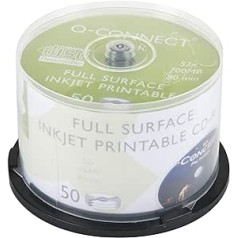 Q-CONNECT KF18020 52 x bedruckbare CD-R Discs für Tintenstrahldrucker (50 Stück)