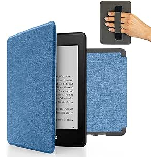 MyGadget futrālis Amazon Kindle Paperwhite 10. paaudzei (2018.–2020. gadam — 6 collas) ar rokas siksnu un automātiskās miega/pamošanās funkciju — pārvēršams futrālis gaiši zilā krāsā