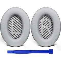 SoloWIT rezerves ausu spilventiņi Bose QuietComfort 35 (QC35) un Quiet Comfort 35 II (QC35 ii) austiņām, ausu spilventiņi ar mīkstāku jēra ādu, trokšņa izolācijas putas, īpaši biezs (brijantpelēks)