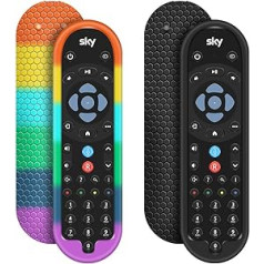 Sky Q Bluetooth tālvadības pults EC201 EC202 2020 aizsargmaciņš, Sky Q tālvadības pults silikona aizsargmaciņš, mobilā telefona aizsardzība, universāla daļa, melns, varavīksne, 2 gab.