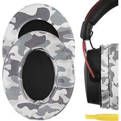 Geekria QuickFit Protein Leather rezerves ausu spilventiņi priekš HyperX Cloud II, 2, Mix, Alpha, Cloud Flight, Stinger, Revolver S austiņas, Ausu spilventiņi, Ausu kausu remonta daļas (Camo)