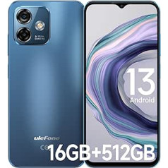 Ulefone Note 16 Pro viedtālrunis bez līguma, 16 GB + 512 GB 50 MP + 8 MP kamera Android 13 mobilais tālrunis, astoņkodolu 6,52 collu HD+ 4400 mAh, 4G divu SIM kartu mobilais tālrunis bez līguma, pirkstu nospiedumu sejas ID