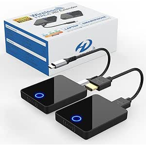 Wireless HDMI Transmitter and Receiver, PAKITE Type C Wireless HDMI, 1080P HDMI Wireless Transmission Plug and Play HDMI Radio Transmission from Laptop, Phone, Pad to Monitor, Projector, HDTV (95 ft)