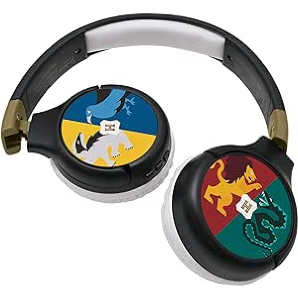 Lexibook — Warner Harry Potter 2-in-1 audio austiņas ar Bluetooth un vadu stereo bezvadu vadu ierobežotu skaņu salokāms regulējams uzlādējams akumulators melns/pelēks HPBT010HP