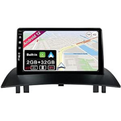 JOYX Android 12 IPS automašīnas radio, piemērots Renault Megane II (2002-2008) - Iebūvēta CarPlay Android Car - Bezmaksas kamera - [2G + 32G] - 9 collu 2 DIN - DSP DAB stūres vadība WiFi Fast Boot 4G BT