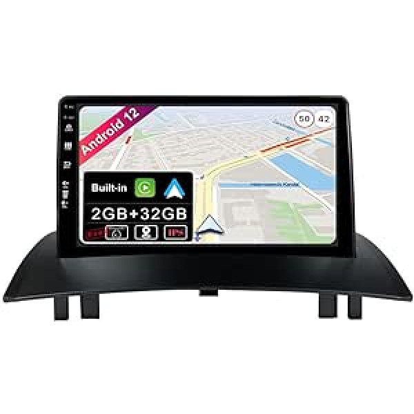 JOYX Android 12 IPS automašīnas radio, piemērots Renault Megane II (2002-2008) - Iebūvēta CarPlay Android Car - Bezmaksas kamera - [2G + 32G] - 9 collu 2 DIN - DSP DAB stūres vadība WiFi Fast Boot 4G BT