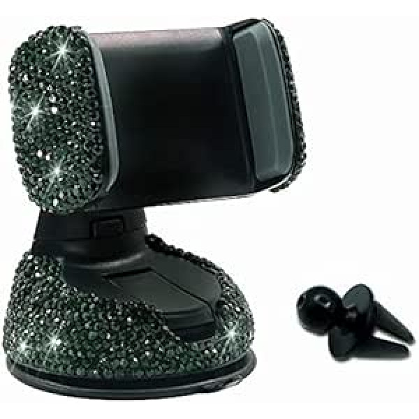 Bling Rhinestone mobilā tālruņa turētājs, automašīnas Rhinestone mobilā tālruņa turētājs, 2 vienā mobilā tālruņa turētājs, automašīnas ventilācijas paneļa turētājs, 360° regulējams Galaxy un 3,5–6 collu viedtālrunim vai GPS ie