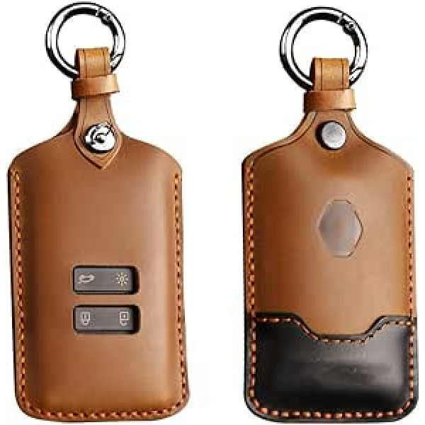 HIBEYO Smartkey automašīnas atslēgu maciņš atbilst Renault ādas aizsargapvalka atslēgas vāciņa vāciņam priekš Renault Kadjar Clio Captur Scenic Koleos atslēgu soma, 4 pogu brūna