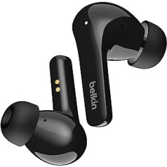 Belkin SOUNDFORM Flow True bezvadu trokšņu slāpējošās austiņas, bezvadu Bluetooth austiņas, sviedru un šļakatu izturīgas IPX5 31 stundu darbība iPhone, Galaxy, Pixel — melns