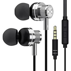 Tijywwil Kopfhörer, Kopfhörer mit integriertem Mikrofon, High Definition, geräuschisolierend, Metall-Kopfhörer, passend für alle In-Ear-Kopfhörer ar 3,5 mm-Kopfhöreranschluss, Gerätekompatibilität