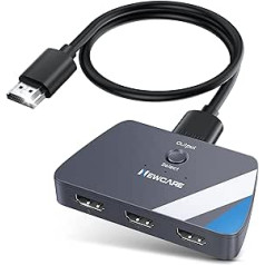 NEWCARE HDMI jungiklis 3 viename išvestis su 2,6 pėdų HDMI kabeliu, 4K HDMI skirstytuvo jungikliu, 3 prievadų HDMI perjungiklio skirstytuvo palaikymas Dolby Atmos HDR10 3D, skirtas NS PS5 PS4 Xbox Roku TV Fire Stick