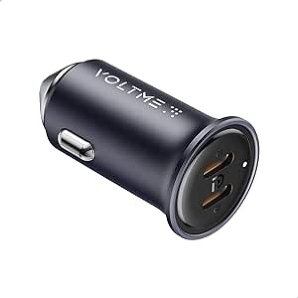 VOLTME Charger Car Cigarette Lighter USB C Fast 30 W 2 in 1 Grey Car Charger Car PD3.0 Cigarette Lighter Splitter USB C for iPhone 14/13, Samsung Galaxy S23/S22, Pixel, Xiaomi, iPad